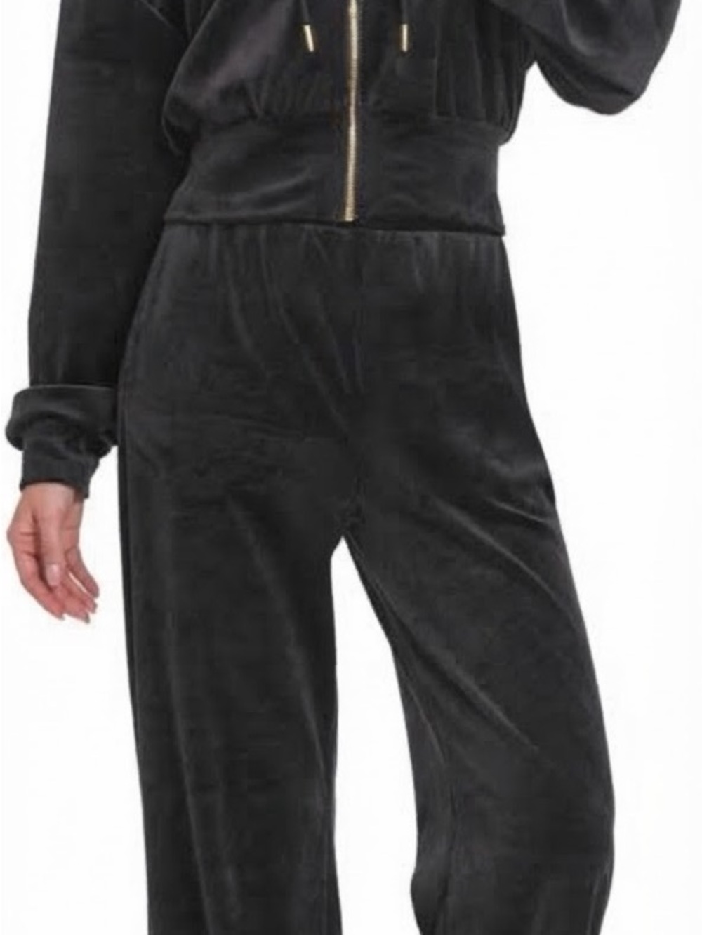 Women's Black Velour Track Joggers
